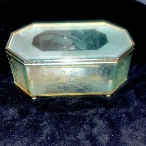 Antique etched/beveled trinket box